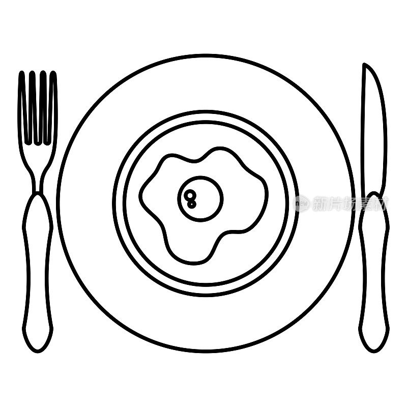 dish and cutlery with egg fried